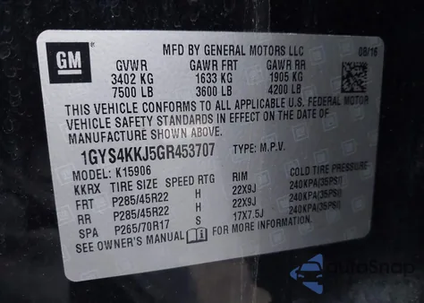 2016 Cadillac Escalade Esv Platinum z USA, uszkodzony, nr VIN 1GYS4KKJ5GR453707